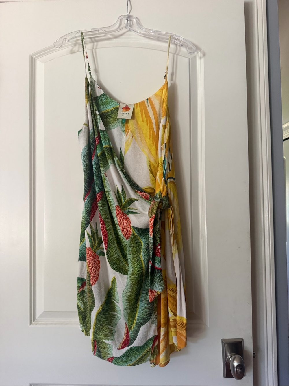 Farm Rio Tropical Print Wrap Sundress - Yellow & Green